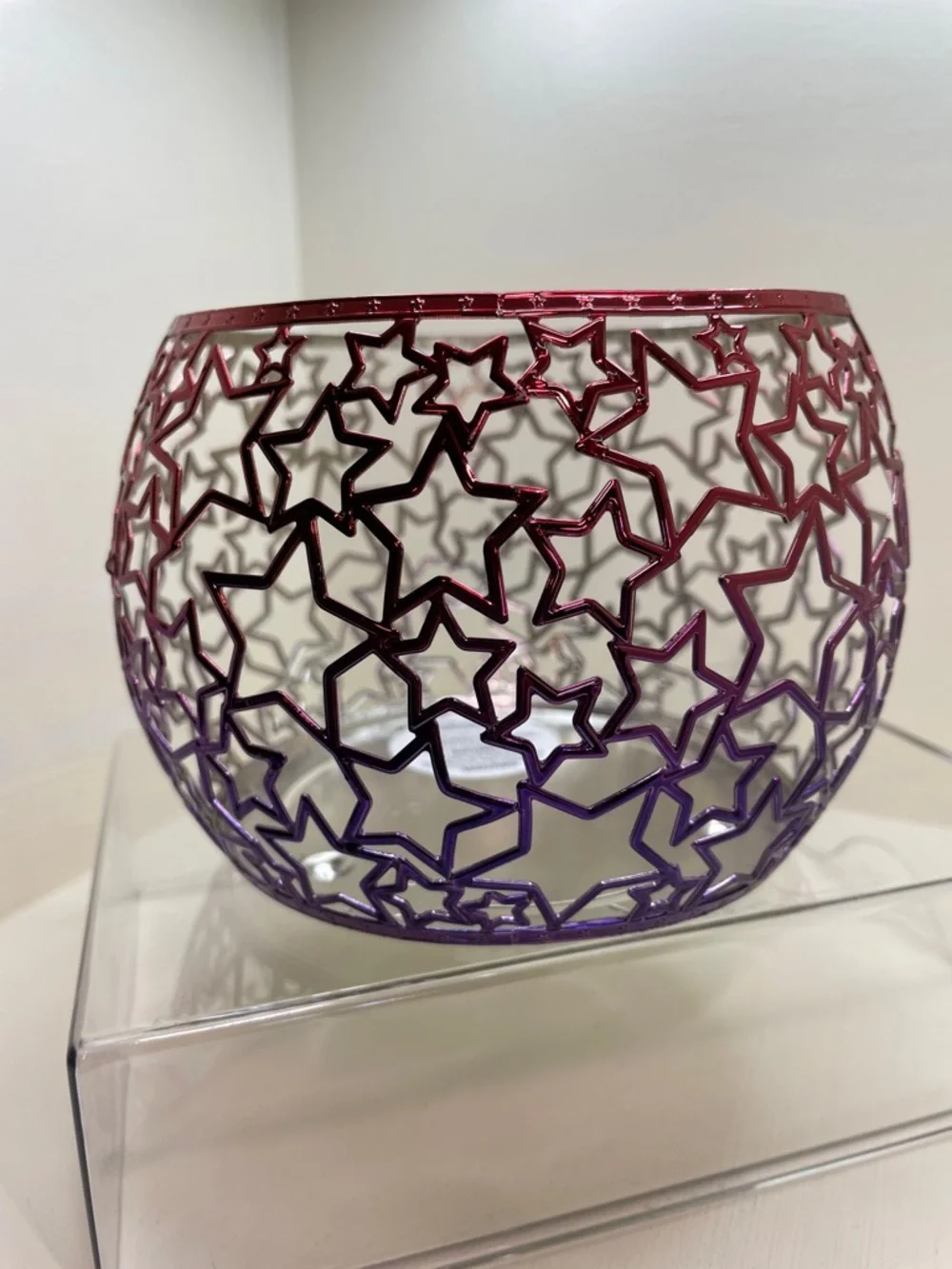 Bath & Body Works Red to Purple Star Cutout Metal Lantern